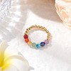 Natural Amethyst & Natural Lapis Lazuli & Natural Apatite & Natural Green Aventurine & Natural Citrine & Brass Beads Chakra Rings RJEW-TA00185-01-1