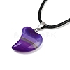 Dyed Natural Banded Agate Heart Pendant Necklaces NJEW-G166-01B-2