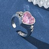 Brass Pave Cubic Zirconia Cuff Open Rings for Women RJEW-L343-08P-02-1