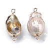Plated Natural Baroque Pearl Keshi Pearl Links connectors PEAR-S012-05G-2
