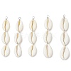 5Pcs Natural Cowrie Shell Beaded Big Pendants PALLOY-JF03807-S-1