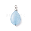 4Pcs 4 Styles Natural Amethyst & Rose Quartz & Green Aventurine & Dyed Quartz Teardrop Charms with Brass Bails PALLOY-JF04268-02-2