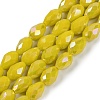 Opaque Solid Color Electroplate Glass Beads Strands EGLA-N013-P8mm-B06-1