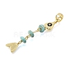 Brass Pave Cubic Zirconia Clear Cubic Zirconia & Synthetic Turquoise & Enamel European Dangle Charms GG-CBA3401-01G-A02-2