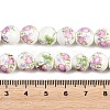 Handmade Flower Printed Porcelain Ceramic Beads Strands PORC-M007-10mm-07-7