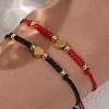 2Pcs  2 Colors 304 Stainless Steel Heart Bead Braided Bead Bracelet ZD8113-1-1