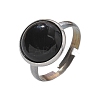 Half Round Natural Black Agate Finger Rings RJEW-M062-01P-05-2