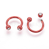 Electrophoresis 304 Stainless Steel Circular/Horseshoe Barbell with Rhinestone Round Ball AJEW-L071-B06-2