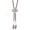 Alloy with Synthetic Turquoise Pendant Waxed Cord Bolo Tie Lariat Necklaces FS-WGCCEF8-08-1