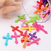 Mixed Color Cross Acrylic Pendants For Jewelry Making Embellishments DIY Craft X-SACR-515-M-3