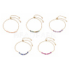 Faceted Round Natural Mixed Stone Slider Bracelets BJEW-JB10233-1