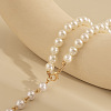 Alloy & White Imitation Pearl Round Beaded Link Chain Y Necklaces for Women FS-WG05D33-01-4