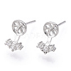 925 Sterling Silver Stud Earring Findings Micro Pave Cubic Zirconia STER-T007-21P-3