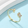 Brass Enamel Cuff Rings for Women RJEW-C126-07G-1