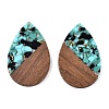 Transparent Resin & Walnut Wood Big Pendants RESI-T058-05L-2