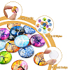 15Pcs Half Round with Tree Pattern Glass Flatback Cabochons for DIY Projects GGLA-YW0001-20-5