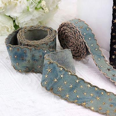 Star Bronzing Denim Polyester Ribbon PW-WGCF3C2-02-1