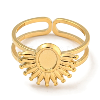 Ion Plating(IP) 304 Stainless Steel Sun Open Cuff Ring Components RJEW-A043-01G-1