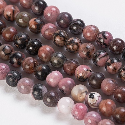 Natural Rhodonite Beads Strands G-K254-04-6mm-1