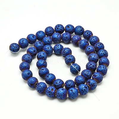 Electroplate Natural Lava Rock Beads Strands G-T058-03B-1