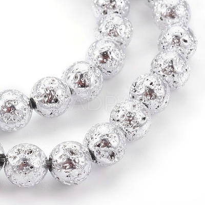 Electroplated Natural Lava Rock Bead Strands G-E511-01G-6mm-1