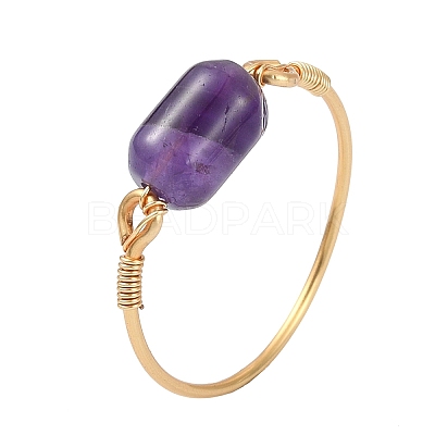 Natural Amethyst & Apatite & Tiger Eye & Amazonite & Rose Quartz Beads Finger Rings RJEW-JR01043-1