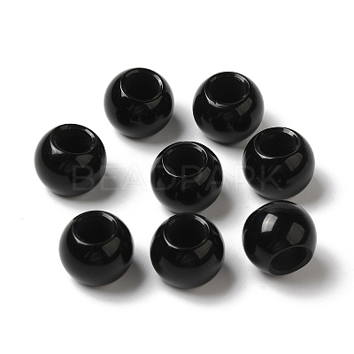 Natural Black Stone European Beads G-N342-03E-1