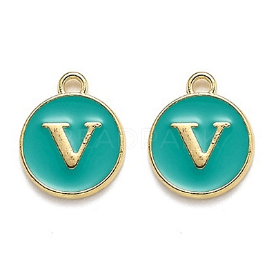 Golden Plated Alloy Enamel Charms X-ENAM-Q437-15V-1