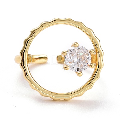 Hollow Ring with Cubic Zirconia Cuff Ring RJEW-E170-06G-1