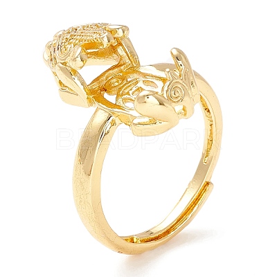 Brass Cubic Zirconia Adjustable Ring Components KK-K266-09G-1