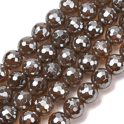 Electroplated Natural Agate Beads Strands G-B191-A07-8mm-17-1