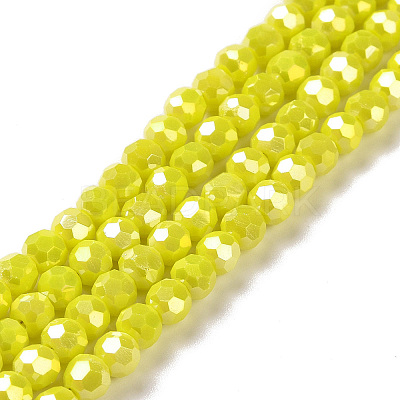 Faceted Round Full Rainbow Plated Electroplate Glass Beads Strands EGLA-J130-FR05-1