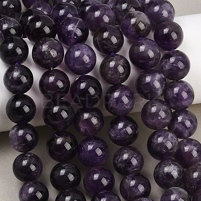 Natural Amethyst Round Bead Strands G-L170-12mm-02-1