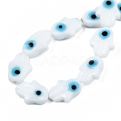 Handmade Evil Eye Lampwork Beads Strands LAMP-WH0006-06G-1