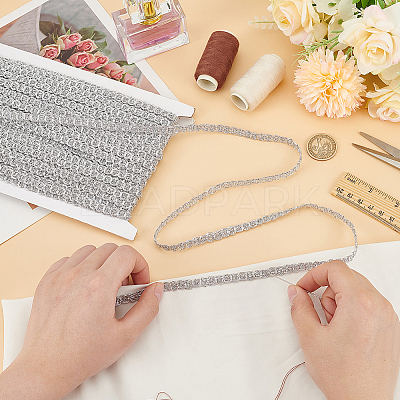 Polyester Braided Metallic Lace Trim SRIB-WH0011-180D-02-1