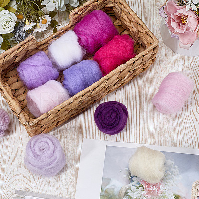 50G 10 Colors Needle Felting Wool Roving DIY-CP0013-77B-1