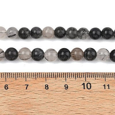 Natural Tourmalinated Quartz/Black Rutilated Quartz Beads Strands G-D361-01A-6-7mm-1