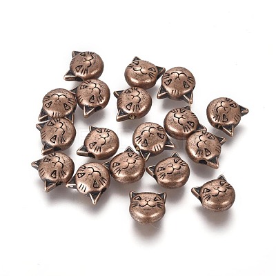 Tibetan Style Alloy Kitten Beads X-TIBEP-GC178-R-NR-1