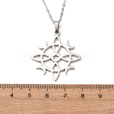304 Stainless Steel Sun Moon Symbol Cutout Pendant Cable Chain Necklaces for Men Women NJEW-K308-07P-1