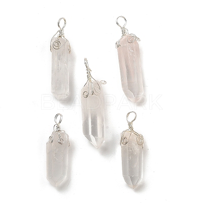 Natural Quartz Crystal Big Pointed Pendants G-P253-01P-1