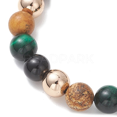 Natural & Synthetic Mixed Gemstone Beads Braided Beaded Bracelets for Women Men BJEW-JB13425-02-1
