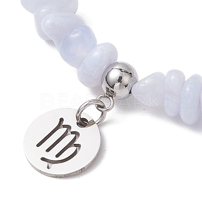 Natural Blue Lace Agate Chip Beaded Stretch Bracelets BJEW-JB11133-08-1