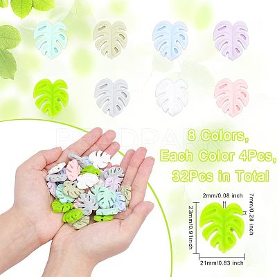 32Pcs 8 Colors Food Grade Eco-Friendly Silicone Focal Beads FIND-CA0006-70-1
