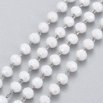 3.28 Feet Handmade Glass Beaded Chains X-CHS-K013-01P-1