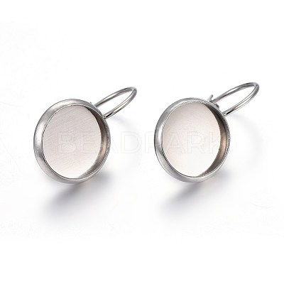 Tarnish Resistant 304 Stainless Steel Leverback Earring Settings STAS-F191-03P-10mm-1