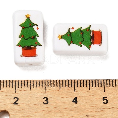 Christmas Theme Printed Opaque Acrylic Beads OACR-R004-01N-1