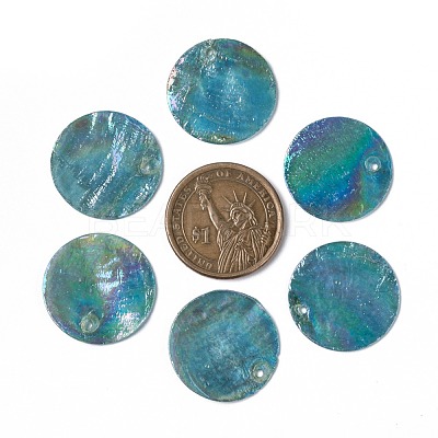 AB Color Plated Capiz Shell Pendants X-SSHEL-T008-01A-1