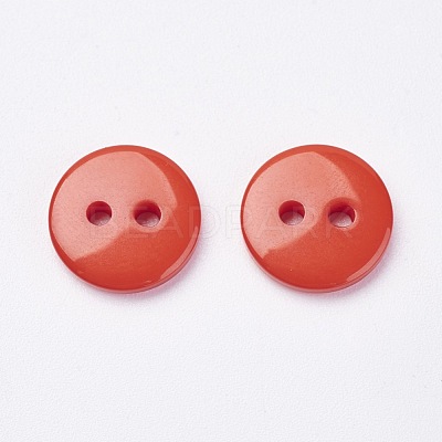 2-Hole Flat Round Resin Sewing Buttons for Costume Design BUTT-E119-34L-08-1