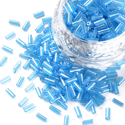 Transparent Colours Luster Glass Bugle Beads SEED-N005-001-A08-1