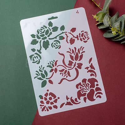Plastic Reusable Drawing Painting Stencils Templates DIY-F018-B04-1